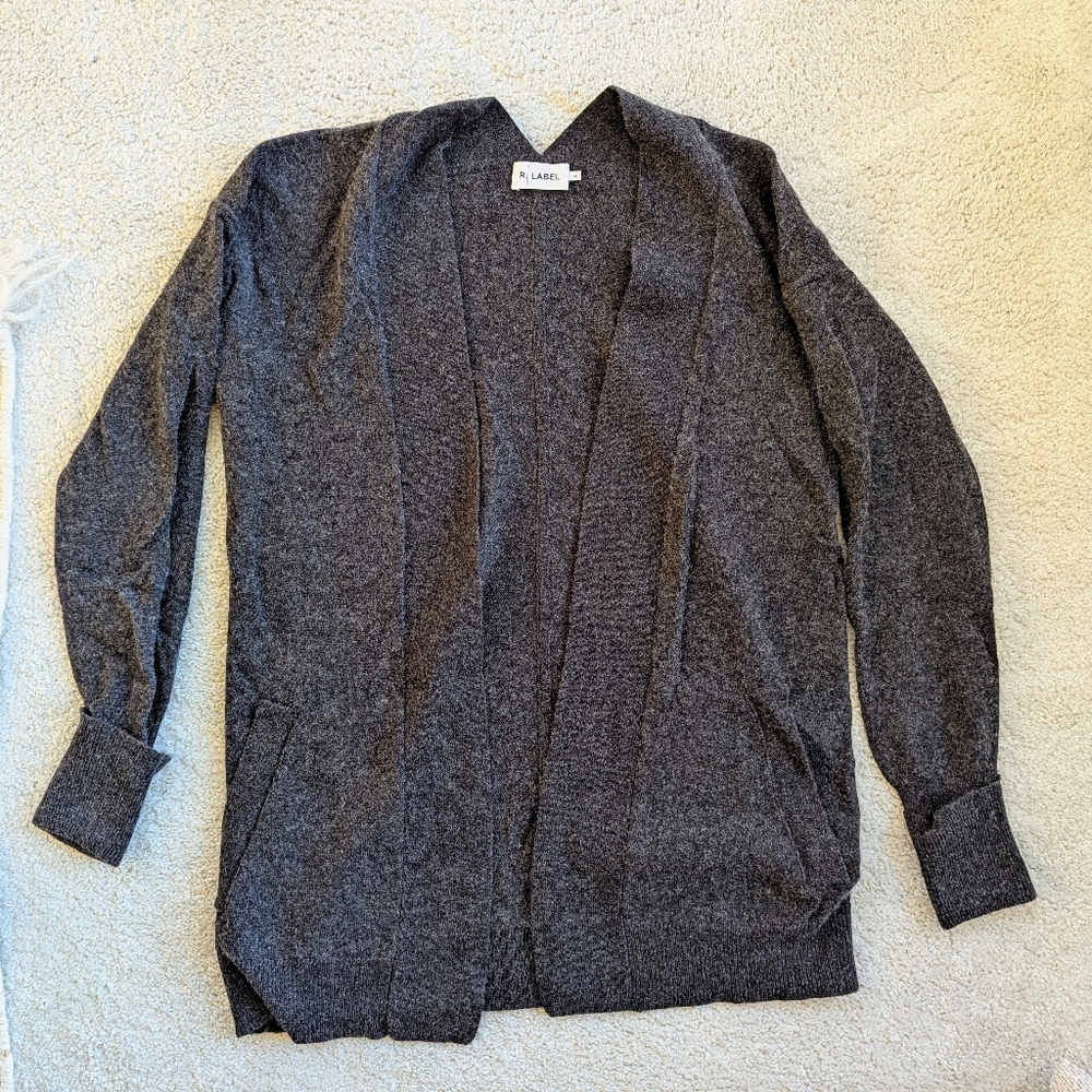 R Label Cashmere Pocket Cardigan